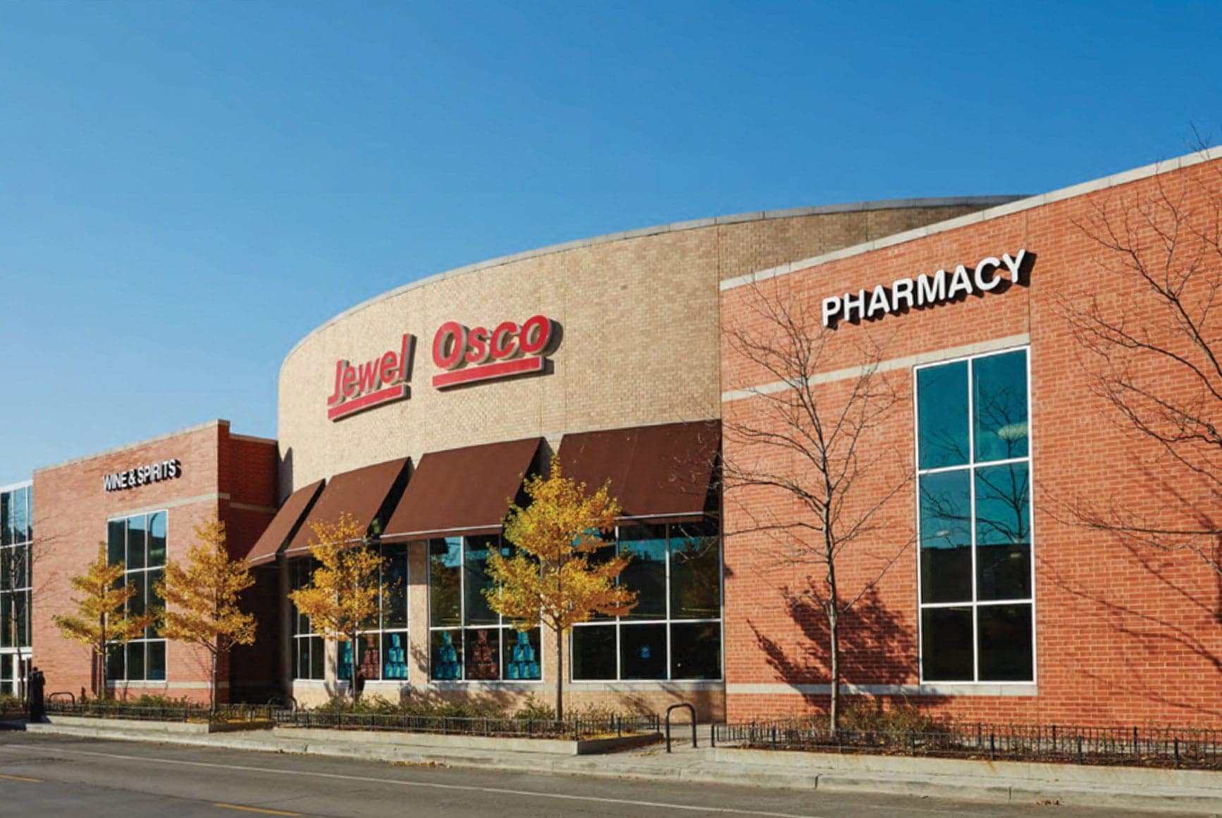 Jewel Osco store exterior with pharmacy sign